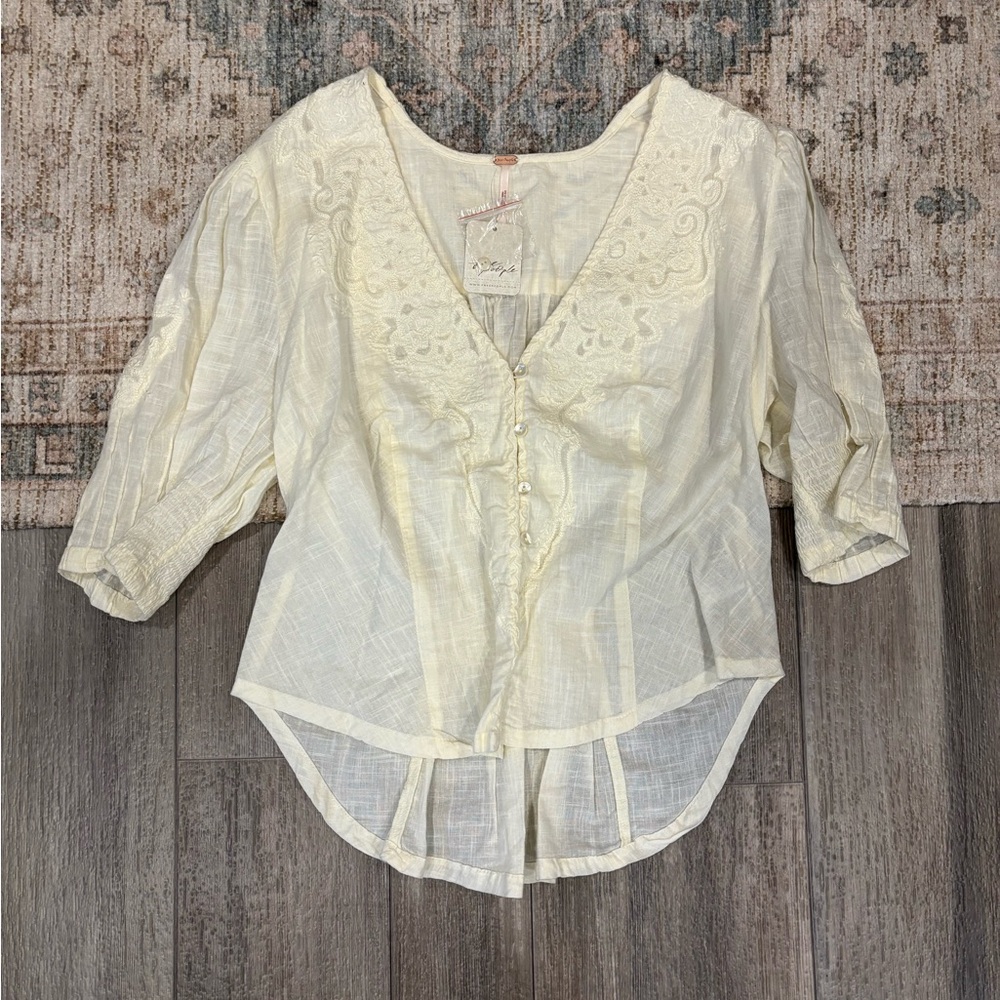 Free peoples embroidered peasant blouses top